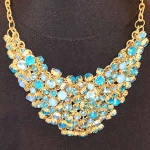 Vintage estate piece. Wedding Chunky Crystal Cluster Necklace